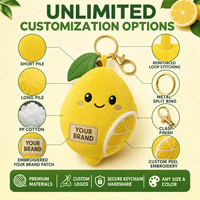 Porte-clés Mascotte en Peluche Citron Agrumes, Jouet en Peluche Personnalisé, Animal en Peluche, Fabricant OEM ODM, Logo Personnalisé, Promotion