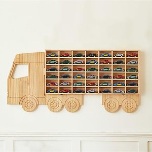 Armoire de rangement pour artisanat en <span class=keywords><strong>bois</strong></span> autoportante murale jouet <span class=keywords><strong>voiture</strong></span> vitrine organisateur peut contenir 42 voitures moulées sous pression présentoir - Product Image 1