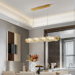Éclairage Moderne Long Rectangle Suspendu Lumières Salle À Manger Lustres En Cristaux Led - Product Image 2