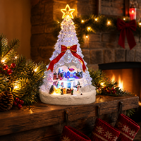 MELODY Scène de Noël personnalisée, arbre de Noël en acrylique rotatif sur table avec musique et 3 piles AA
