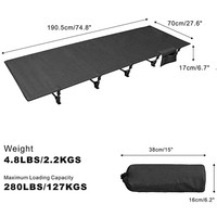 Lit de camping pliable personnalisé, lit de camping portable en aluminium pour adultes avec poches latérales, lit de tente de camping