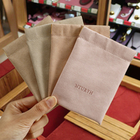 Pochette à bijoux en microfibre personnalisée avec logo, recyclable, en velours de luxe, avec rabat, pour petits colliers, boucles d'oreilles, bagues - Or