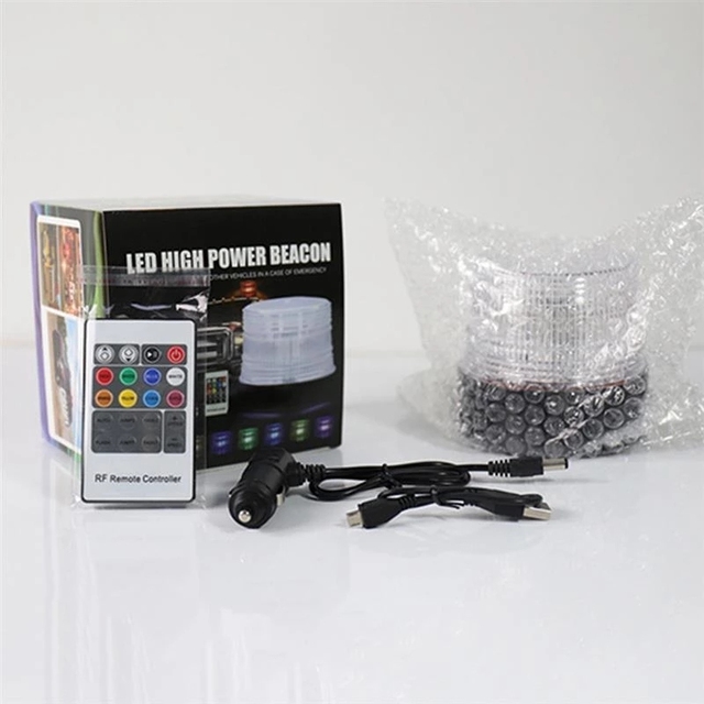 RGB LED Emergency Strobe Beacon Colorful Flashlight for Traffic Safety Remote Control Magnetic Lamp for Cars Trucks New