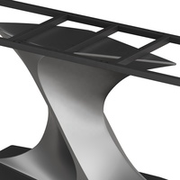 Base de table à manger en métal sculpté torsadé sur mesure, robuste, style industriel, contemporain, minimaliste, base de table incurvée pour salle à manger