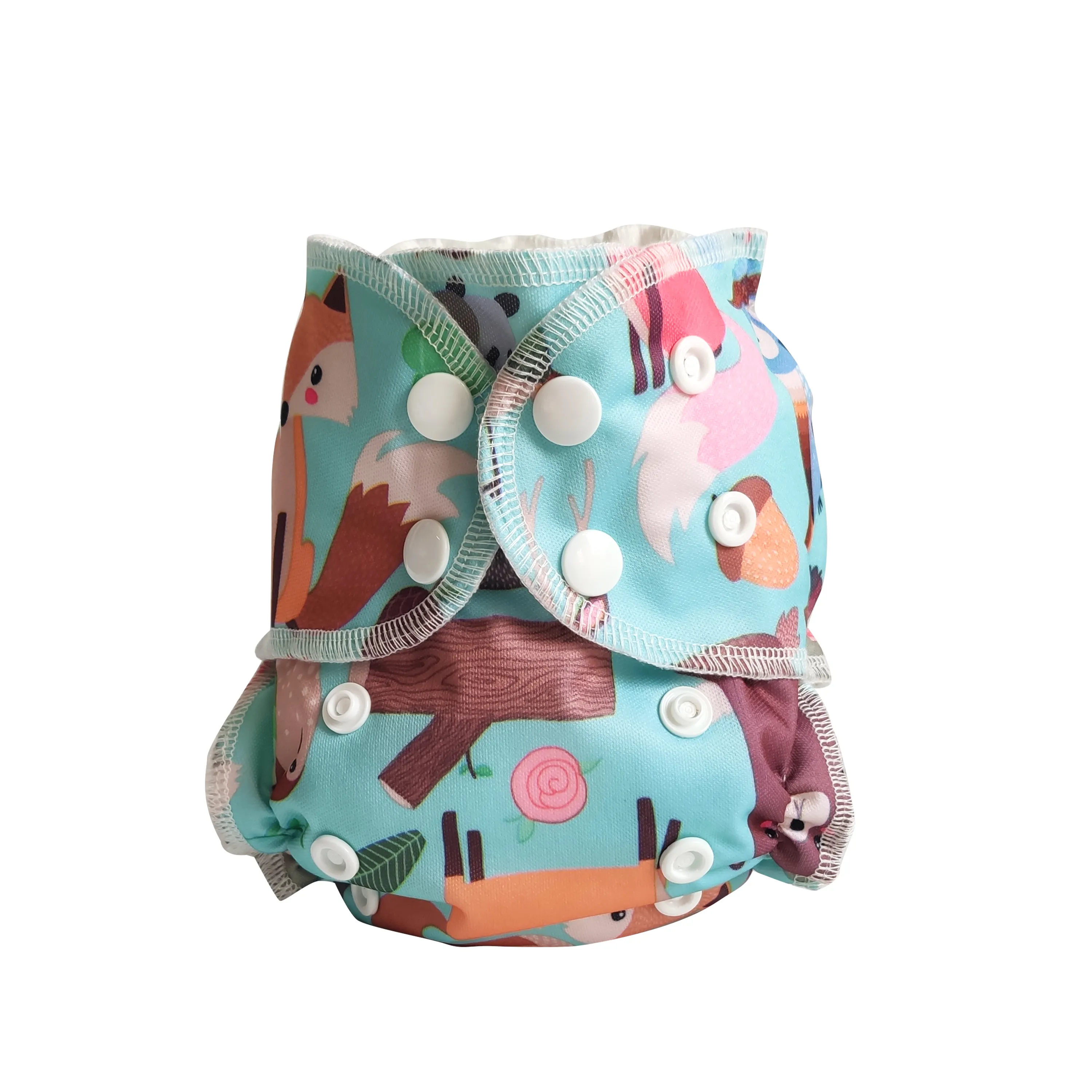 Couche-culotte écologique lavable pour bébé, 1 pièce, réutilisable, en tissu de charbon de bambou, tissu prédécoupé