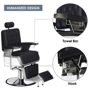 Silla de peluquero antigua negra, muebles de barbería de elevación, silla de peluquero para corte de pelo a la venta - Product Image 5