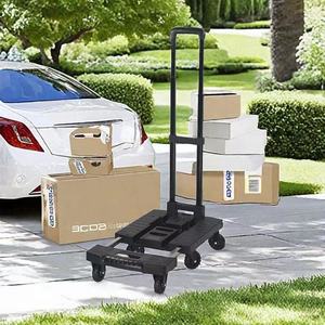Chariot <span class=keywords><strong>à</strong></span> plateforme pour bagages robuste de 150 kg avec poignée réglable, chariot <span class=keywords><strong>à</strong></span> main pliable avec roue de réservoir de 3,2 pouces pour utilisation au bureau - Product Image 5