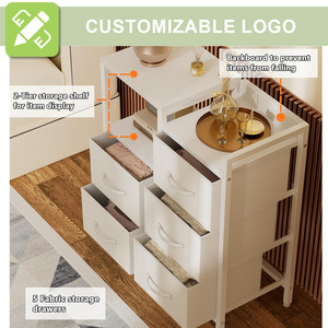 <span class=keywords><strong>Comò</strong></span> industriale a venature di legno con 5 cassetti | Armadietto di stoccaggio con struttura in metallo per camera da letto, armadio e soggiorno - Product Image 2