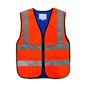 難燃性蛍光オレンジ高視認性冷却ベスト 難燃性繊維 自動消火 防火 - Product Image 4