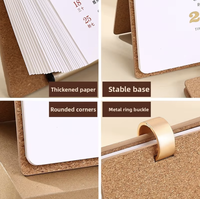Calendrier de bureau en bois avec couverture en liège, imprimé offset sur papier d'art de qualité supérieure, pour fournitures de bureau