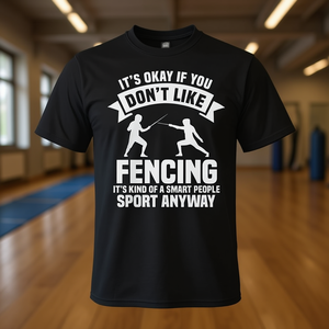 Camiseta de esgrima de algodón negro para hombre, camiseta deportiva con diseño de esgrimista, regalo divertido para entusiastas de la esgrima - Product Image 3