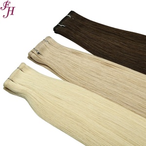 FH Factory Supply Double Drawn Virgin Hair Extensions Weft Flat <b>Thin</b> Straight European Weft Human Hair 100 Grams Wholesale - Product Image 4
