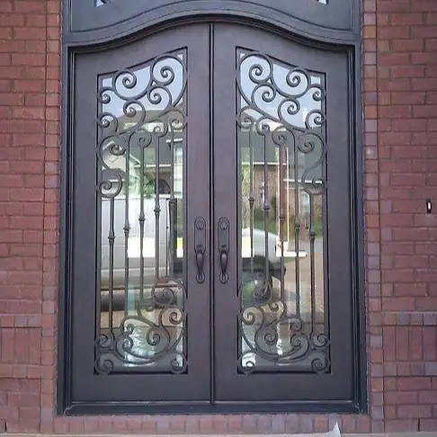 उच्च अंत काले एल्यूमीनियम ग्रिल डिजाइन घर के दरवाजे लोहे के दरवाजे