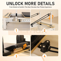 Reformer Pilates en aluminium à rail complet avec système de poulies silencieuses, machine de Pilates commerciale pour studio de yoga