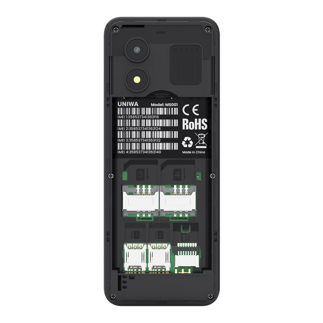 UNIWA MS001 4 SIM GSM Signal Booster Keypad Phone 25BI Battery French/German/Spanish Language Support Torch Feature