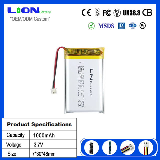 Wholesale Rechargeable Li Ion Polymer-Lithium-Batterie 523450 703048 603450 3.7V 1000Mah Lipo Battery