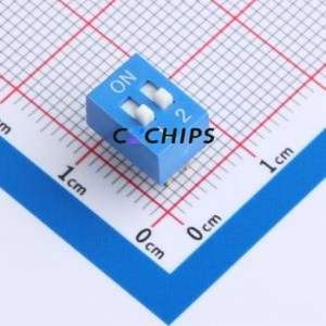 DR-02LT DIP Switch Through hole Component (THT),P=2.54mm Switch Flat Toggle, Raised Type Single Pole Single Throw 2 2.54mm - Product Image 1