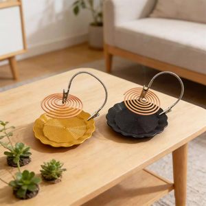 Support pour spirales anti-moustiques en fer, design à clip détachable, pour usage domestique, plateau parfumé au bois de santal avec finition électroplaquée - Product Image 2