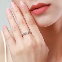 Bagues Cœur en Argent Sterling 925 Vente en Gros, Anneau Romantique Scintillant en Zircon Cubique avec Chaîne Maille Cubaine pour Femme, Bijoux Tendance