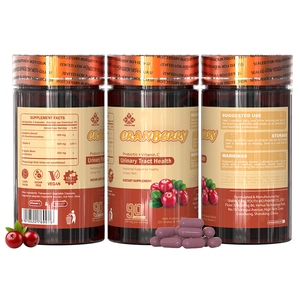 Extracto de Arándano Estándarizado 5% PACs con Vitamina C y Probióticos para el Mantenimiento del Flujo <span class=keywords><strong>Interno</strong></span> Sistémico, 90 Cápsulas, Venta al por Mayor, OEM - Product Image 1