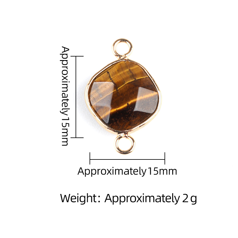 Natural Crystal Agate Obsidian Stone square Cut Double Loop Connector for Accessory Charm Pendant DIY Jewelry Making Components