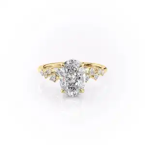 Suppliers Custom 9k 10k 14k 18k Solid Gold D VVS Oval Cut Moissanite Diamond Engagement Ring with Side stone