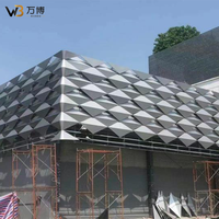 Panneau de mur-rideau en aluminium de forme irrégulière, arrangement aléatoire, revêtement de façade, conception personnalisée pour bâtiment commercial