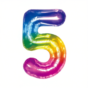 Party Love Number 5 Foil Balloon 45cm Multicolor Metallic <b>Birthday</b> Party <b>Decor</b> Kids Celebration Supplies - Product Image 2