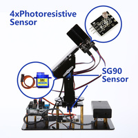 KUONGSHUN NOUVEAU Kit de démarrage robot intelligent de suivi solaire sans boîtier de batterie, kit robot éducatif STEM à coder soi-même pour Arduino