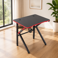 Bureau PC en bois et métal en forme de Z Gfrun avec éclairage LED, design extensible, finition noire personnalisable, fonctionnalités multifonctions