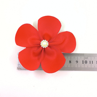 Flores de cinta de grogrén con roseta de pétalos con botón acrílico utilizado para accesorios para el cabello