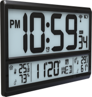 Jam dinding Digital panas persegi besar dengan dalam ruangan luar ruangan kelembaban suhu ruang tamu listrik disesuaikan Logo CE tampilan LCD
