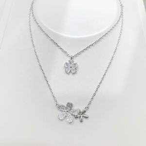 Precio de fábrica, collar de plata de ley 925 con doble cadena única, collar de capas con corazón, planeta y circonita para mejores amigas. - Product Image 5