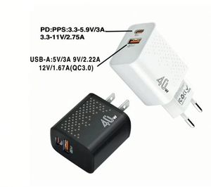 อะแดปเตอร์ชาร์จเร็ว 40W 20W PD รองรับ EU US 2 พอร์ต Type C USB สำหรับโทรศัพท์มือถือ ใช้ได้หลายรุ่น เหมาะสำหรับการเดินทาง - Product Image 4