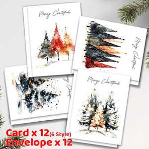 Bán Buôn Thẻ Giáng Sinh Tùy Chỉnh Vui Màu Nước Cây Giáng Sinh Thiệp Chúc Mừng Trống Thẻ Kỳ Nghỉ Cho Cá Nhân Thông Tin - Product Image 4