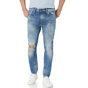 GZY 2020 Stock <span class=keywords><strong>Jeans</strong></span> originali alla moda da uomo <span class=keywords><strong>Jeans</strong></span> strappati Skinny con pietra lavata a basso costo - Product Image 2