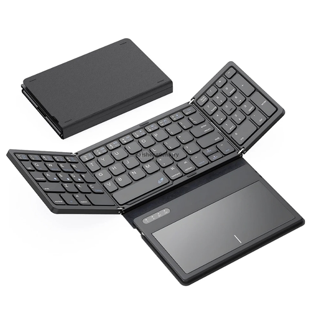 B055 Foldable BT wireless Keyboard with Touchpad Pocket Folding Keyboard Laptop Phone Tablet Wireless Rechargeable Keyboard