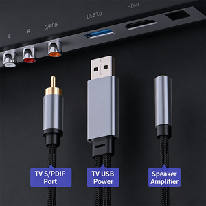 Cable Convertidor de Audio <span class=keywords><strong>RCA</strong></span> <span class=keywords><strong>a</strong></span> 3.5mm Hembra sin Ruido, con Alimentación <span class=keywords><strong>Auxiliar</strong></span> USB para TV, Conexión de Auriculares, Barra de Sonido y Uso en Audio Doméstico - Product Image 2