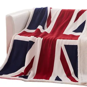 חמה מכירה אישית מודפס שרפה צמר אופי בריטניה ארה"ב אמריקאי דגל שמיכה