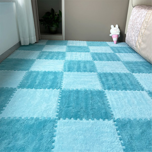Alfombra de gateo para bebés, tapetes de piso entrelazados cuadrados antideslizantes, lavables, para sala de estar, tapetes de piso para niños, de fibra de poliéster, de color sólido - Product Image 4