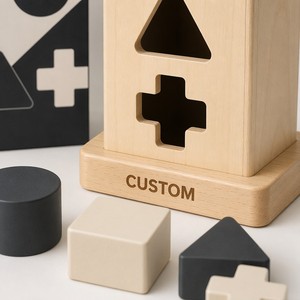 Tour de tri de formes Montessori en bois à contraste élevé personnalisée, jouet de discrimination visuelle, éducation spéciale, thérapie autisme, coloré - Product Image 2
