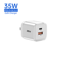 Pengisi Daya Cepat Tommox Factory Original 35W Tipe C GRS PD QC PPS Adaptor USB Universal Portabel GaN Mini Pengisi Daya Ponsel untuk Perjalanan