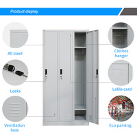ORPHEUS DY-027 Armoire de rangement métallique portable à 3 portes détachables avec serrure à code, pour salle de sport, appartement, école, bagages, à poser au sol