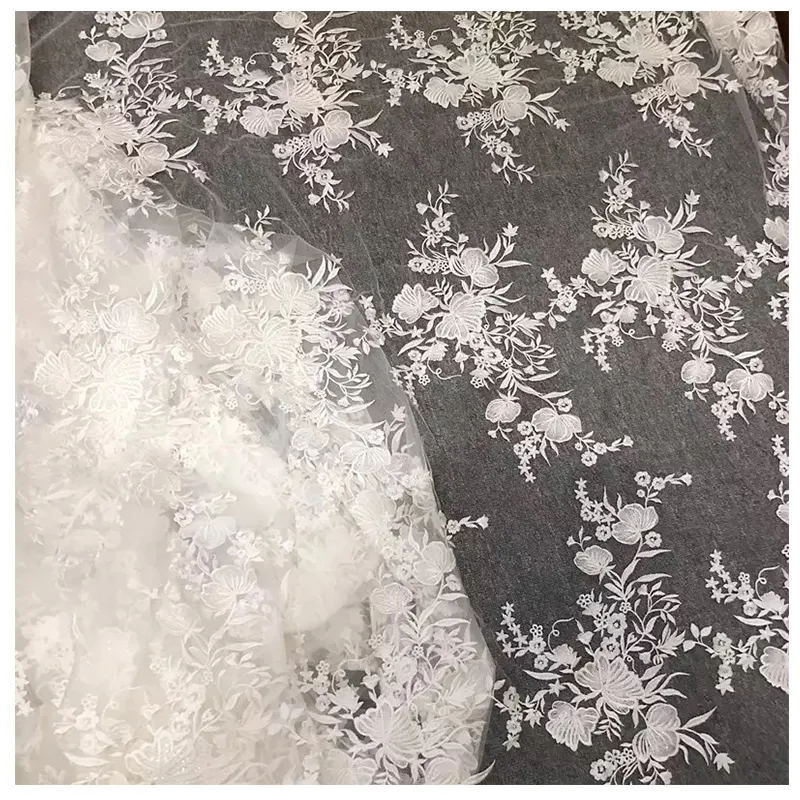 HC-10072 Hechun white bridal lace fabric online wholesale for wedding dress