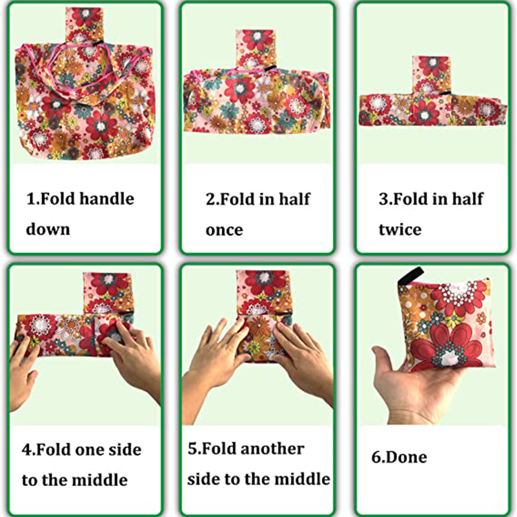Cute Flower Durable Shopping Totes Fashion Washable Foldable Bag with Pouch