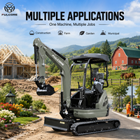 Mini-excavatrice FULCORE robuste pour le terrassement de terrains rocheux, projets ruraux, avec lame de bouteur et chenilles