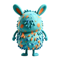 Figurine Monstre Bleu à Deux Yeux en Peluche Courte PVC OEM, Jouet en Peluche Moelleux à Grandes Oreilles Tachetées, Décoration de Bureau, Cadeau, Vente Directe Usine, Personnalisable