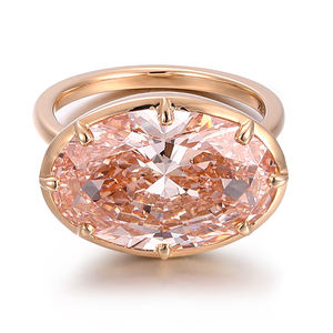 Bague ovale en diamant de laboratoire de luxe de couleur rose 9 carats, or massif 18 carats, 14 carats, 10 carats, bijoux fins faits à la main sur mesure pour femmes, bijoux de fête - Product Image 2