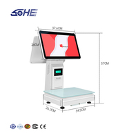 Système de point de vente tout-en-un SOHE K6D 15kg avec imprimante et écran tactile double 15,6 pouces, personnalisable OEM/ODM, balance de supermarché en ABS, garantie 1 an