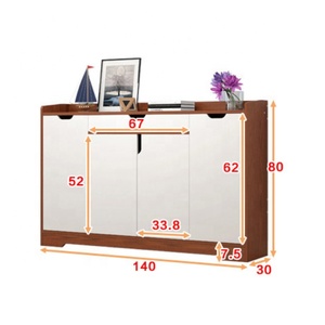 <strong>White</strong> and Oak Veneer 4 Door <strong>Shoe</strong> Cupboard - Hallway or Bedroom <strong>Shoe</strong> <strong>Storage</strong> - Product Image 6